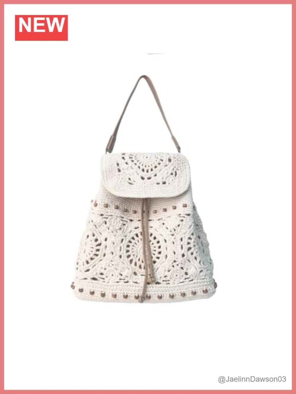 Handcrafted Crochet Backpack Women Boho Rucksack Cotton Rope Adjustable Straps